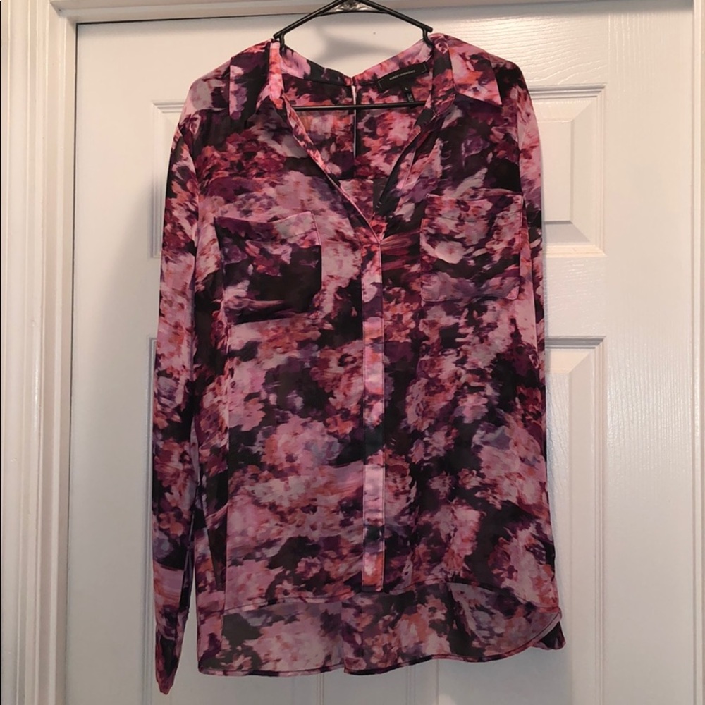Multi shade purple longe sleeve blouse.